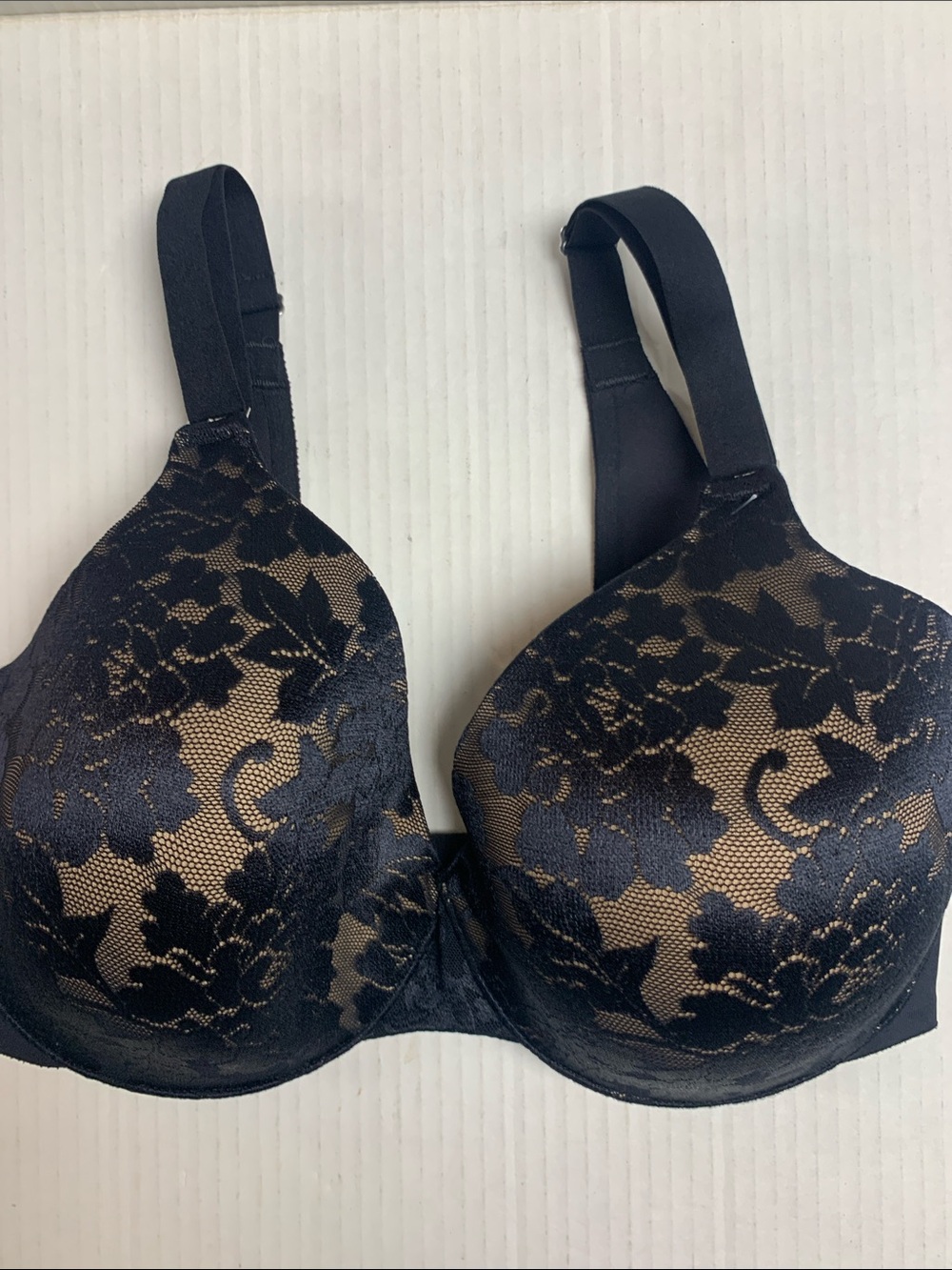 Soma Vanishing Back Full Coverage Lace Bra Underwire Black 34DD